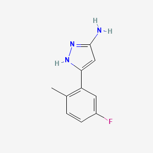 molecular formula C10H10FN3 B13359742 5-(5-fluoro-2-methylphenyl)-1H-pyrazol-3-amine 