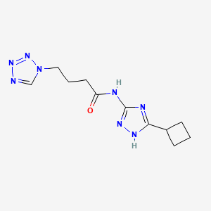 molecular formula C11H16N8O B13359751 N-(3-cyclobutyl-1H-1,2,4-triazol-5-yl)-4-(1H-tetrazol-1-yl)butanamide 