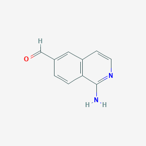 molecular formula C10H8N2O B13359781 1-Aminoisoquinoline-6-carbaldehyde 