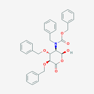 molecular formula C34H33NO7 B13359785 Benzyl benzyl((2S,3R,4R,5S)-4,5-bis(benzyloxy)-2-hydroxy-6-oxotetrahydro-2H-pyran-3-yl)carbamate 