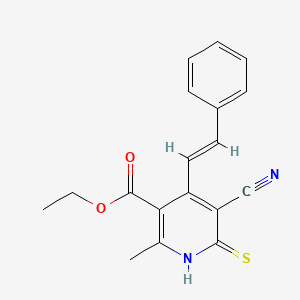 ethyl 5-cyano-2-methyl-4-[(E)-2-phenylethenyl]-6-thioxo-1,6-dihydro-3-pyridinecarboxylate