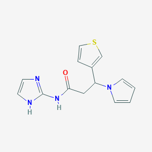 molecular formula C14H14N4OS B13359802 N-(1H-imidazol-2-yl)-3-(1H-pyrrol-1-yl)-3-(3-thienyl)propanamide 