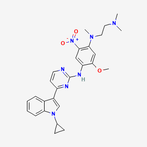 molecular formula C27H31N7O3 B13359816 N1-(4-(1-Cyclopropyl-1H-indol-3-yl)pyrimidin-2-yl)-N4-(2-(dimethylamino)ethyl)-2-methoxy-N4-methyl-5-nitrobenzene-1,4-diamine 