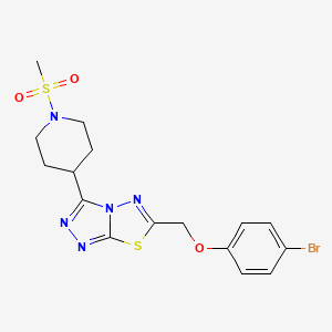 molecular formula C16H18BrN5O3S2 B13359834 4-Bromophenyl {3-[1-(methylsulfonyl)-4-piperidinyl][1,2,4]triazolo[3,4-b][1,3,4]thiadiazol-6-yl}methyl ether 