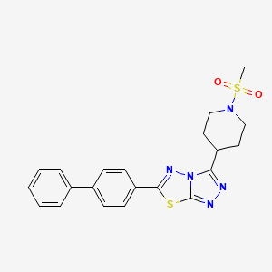 molecular formula C21H21N5O2S2 B13359968 6-(Biphenyl-4-yl)-3-[1-(methylsulfonyl)piperidin-4-yl][1,2,4]triazolo[3,4-b][1,3,4]thiadiazole 