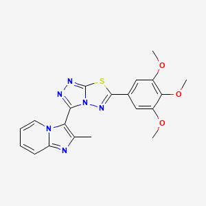 molecular formula C20H18N6O3S B13360019 2-Methyl-3-[6-(3,4,5-trimethoxyphenyl)[1,2,4]triazolo[3,4-b][1,3,4]thiadiazol-3-yl]imidazo[1,2-a]pyridine 