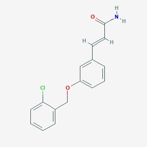 molecular formula C16H14ClNO2 B13360071 3-{3-[(2-Chlorobenzyl)oxy]phenyl}acrylamide 