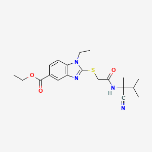 ethyl 2-({[(1-cyano-1,2-dimethylpropyl)carbamoyl]methyl}sulfanyl)-1-ethyl-1H-1,3-benzodiazole-5-carboxylate