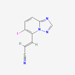 molecular formula C9H5IN4 B13360137 (E)-3-(6-Iodo-[1,2,4]triazolo[1,5-a]pyridin-5-yl)acrylonitrile 