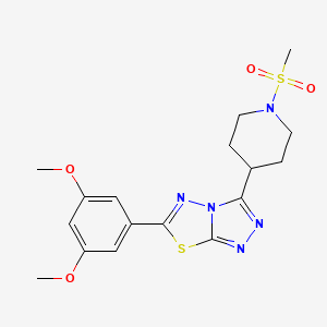 molecular formula C17H21N5O4S2 B13360142 6-(3,5-Dimethoxyphenyl)-3-[1-(methylsulfonyl)-4-piperidinyl][1,2,4]triazolo[3,4-b][1,3,4]thiadiazole 