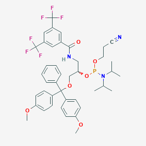 molecular formula C42H46F6N3O6P B13360143 (S)-1-(Bis(4-methoxyphenyl)(phenyl)methoxy)-3-(3,5-bis(trifluoromethyl)benzamido)propan-2-yl (2-cyanoethyl) diisopropylphosphoramidite 