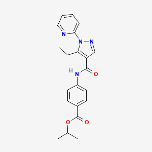 molecular formula C21H22N4O3 B13360148 isopropyl 4-({[5-ethyl-1-(2-pyridinyl)-1H-pyrazol-4-yl]carbonyl}amino)benzoate 