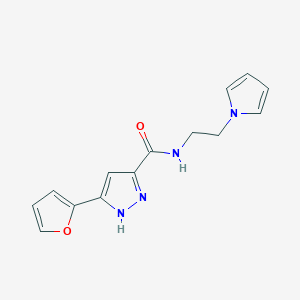 molecular formula C14H14N4O2 B13360180 3-(2-furyl)-N-[2-(1H-pyrrol-1-yl)ethyl]-1H-pyrazole-5-carboxamide 