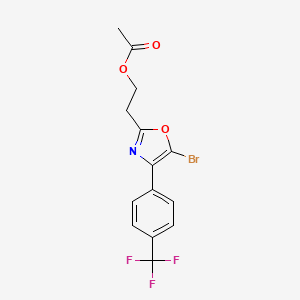 molecular formula C14H11BrF3NO3 B13360209 2-(5-Bromo-4-(4-(trifluoromethyl)phenyl)oxazol-2-yl)ethyl acetate 