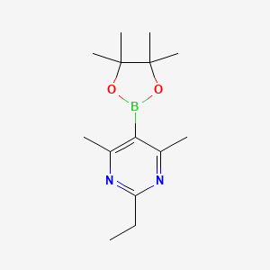 molecular formula C14H23BN2O2 B13360223 2-Ethyl-4,6-dimethyl-5-(4,4,5,5-tetramethyl-1,3,2-dioxaborolan-2-yl)pyrimidine 