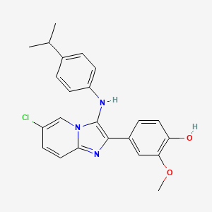 molecular formula C23H22ClN3O2 B13360228 4-[6-Chloro-3-(4-isopropylanilino)imidazo[1,2-a]pyridin-2-yl]-2-methoxyphenol 