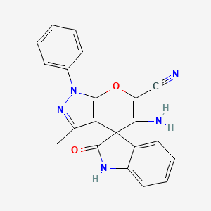 5'-Amino-3'-methyl-1'-phenyl-1,1',2,4'-tetrahydro-2-oxospiro(indole-3,4'-pyrano[2,3-c]pyrazole)-6'-carbonitrile