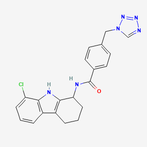 molecular formula C21H19ClN6O B13360298 N-(8-chloro-2,3,4,9-tetrahydro-1H-carbazol-1-yl)-4-(1H-tetrazol-1-ylmethyl)benzamide 