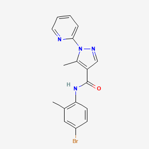 molecular formula C17H15BrN4O B13360407 N-(4-bromo-2-methylphenyl)-5-methyl-1-(2-pyridinyl)-1H-pyrazole-4-carboxamide 