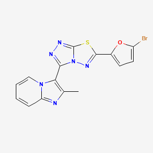 molecular formula C15H9BrN6OS B13360516 3-[6-(5-Bromo-2-furyl)[1,2,4]triazolo[3,4-b][1,3,4]thiadiazol-3-yl]-2-methylimidazo[1,2-a]pyridine 