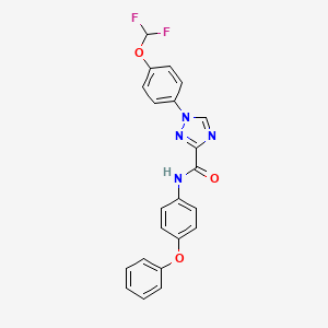 molecular formula C22H16F2N4O3 B13360544 1-[4-(difluoromethoxy)phenyl]-N-(4-phenoxyphenyl)-1H-1,2,4-triazole-3-carboxamide 