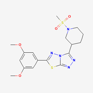 molecular formula C17H21N5O4S2 B13360726 6-(3,5-Dimethoxyphenyl)-3-[1-(methylsulfonyl)-3-piperidinyl][1,2,4]triazolo[3,4-b][1,3,4]thiadiazole 