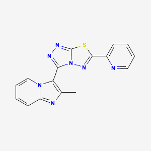 molecular formula C16H11N7S B13360798 2-Methyl-3-[6-(2-pyridinyl)[1,2,4]triazolo[3,4-b][1,3,4]thiadiazol-3-yl]imidazo[1,2-a]pyridine 