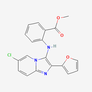 molecular formula C19H14ClN3O3 B13360824 Methyl 2-{[6-chloro-2-(2-furyl)imidazo[1,2-a]pyridin-3-yl]amino}benzoate 