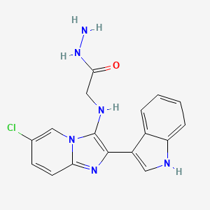 molecular formula C17H15ClN6O B13360854 2-{[6-chloro-2-(1H-indol-3-yl)imidazo[1,2-a]pyridin-3-yl]amino}acetohydrazide 