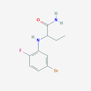 molecular formula C10H12BrFN2O B13360983 2-[(5-Bromo-2-fluorophenyl)amino]butanamide 