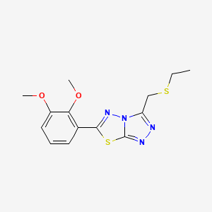 molecular formula C14H16N4O2S2 B13361025 6-(2,3-Dimethoxyphenyl)-3-[(ethylsulfanyl)methyl][1,2,4]triazolo[3,4-b][1,3,4]thiadiazole 