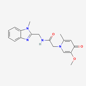 molecular formula C18H20N4O3 B13361041 2-(5-methoxy-2-methyl-4-oxopyridin-1(4H)-yl)-N-[(1-methyl-1H-benzimidazol-2-yl)methyl]acetamide 