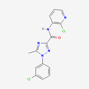 molecular formula C15H11Cl2N5O B13361126 1-(3-chlorophenyl)-N-(2-chloro-3-pyridinyl)-5-methyl-1H-1,2,4-triazole-3-carboxamide 