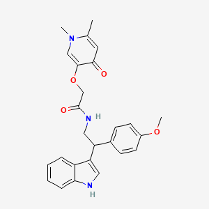 molecular formula C26H27N3O4 B13361128 2-[(1,6-dimethyl-4-oxo-1,4-dihydro-3-pyridinyl)oxy]-N-[2-(1H-indol-3-yl)-2-(4-methoxyphenyl)ethyl]acetamide 