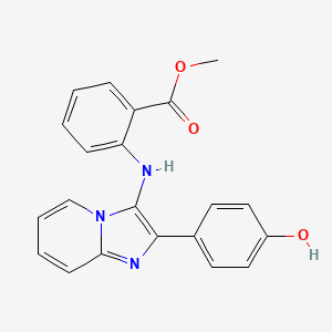 molecular formula C21H17N3O3 B13361213 Methyl 2-{[2-(4-hydroxyphenyl)imidazo[1,2-a]pyridin-3-yl]amino}benzoate 