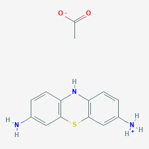 molecular formula C14H15N3O2S B13361291 (7-amino-10H-phenothiazin-3-yl)azanium;acetate 