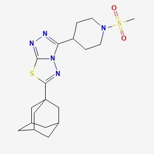 molecular formula C19H27N5O2S2 B13361316 6-(1-Adamantyl)-3-[1-(methylsulfonyl)-4-piperidinyl][1,2,4]triazolo[3,4-b][1,3,4]thiadiazole 