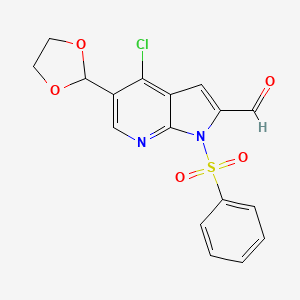 4-Chloro-5-(1,3-dioxolan-2-yl)-1-(phenylsulfonyl)-1H-pyrrolo[2,3-b]pyridine-2-carbaldehyde