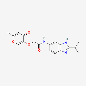 2-[(6-methyl-4-oxo-4H-pyran-3-yl)oxy]-N-[2-(propan-2-yl)-1H-benzimidazol-5-yl]acetamide