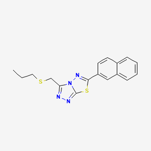 molecular formula C17H16N4S2 B13361371 6-(2-Naphthyl)-3-[(propylsulfanyl)methyl][1,2,4]triazolo[3,4-b][1,3,4]thiadiazole 