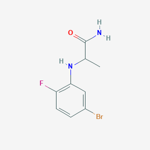 molecular formula C9H10BrFN2O B13361372 2-[(5-Bromo-2-fluorophenyl)amino]propanamide 