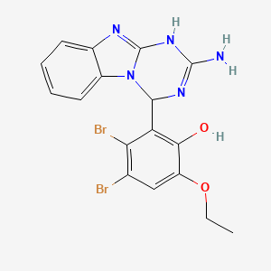 molecular formula C17H15Br2N5O2 B13361381 2-(2-Amino-3,4-dihydro[1,3,5]triazino[1,2-a]benzimidazol-4-yl)-3,4-dibromo-6-ethoxyphenol 