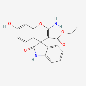 molecular formula C19H16N2O5 B13361454 Ethyl 2-amino-7-hydroxy-2'-oxo-1',2'-dihydro-spiro[chromene-4,3'-indole]-3-carboxylate 