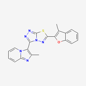 molecular formula C20H14N6OS B13361459 2-Methyl-3-[6-(3-methyl-1-benzofuran-2-yl)[1,2,4]triazolo[3,4-b][1,3,4]thiadiazol-3-yl]imidazo[1,2-a]pyridine 