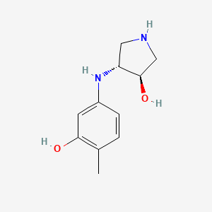 molecular formula C11H16N2O2 B13361563 (3R,4R)-4-((3-Hydroxy-4-methylphenyl)amino)pyrrolidin-3-ol 