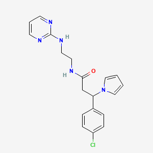 3-(4-chlorophenyl)-N-(2-(pyrimidin-2-ylamino)ethyl)-3-(1H-pyrrol-1-yl)propanamide