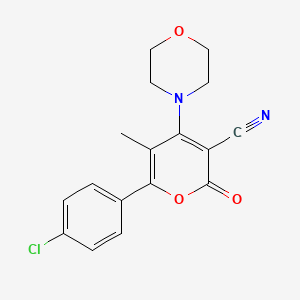 molecular formula C17H15ClN2O3 B13361645 6-(4-chlorophenyl)-5-methyl-4-(4-morpholinyl)-2-oxo-2H-pyran-3-carbonitrile 