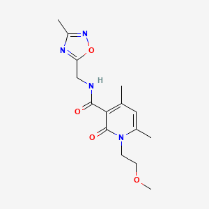 molecular formula C15H20N4O4 B13361785 1-(2-methoxyethyl)-4,6-dimethyl-N-((3-methyl-1,2,4-oxadiazol-5-yl)methyl)-2-oxo-1,2-dihydropyridine-3-carboxamide 