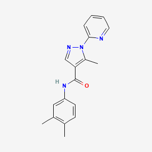 molecular formula C18H18N4O B13361942 N-(3,4-dimethylphenyl)-5-methyl-1-(2-pyridinyl)-1H-pyrazole-4-carboxamide 