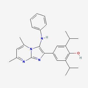 molecular formula C26H30N4O B13362073 4-(3-Anilino-5,7-dimethylimidazo[1,2-a]pyrimidin-2-yl)-2,6-diisopropylphenol 